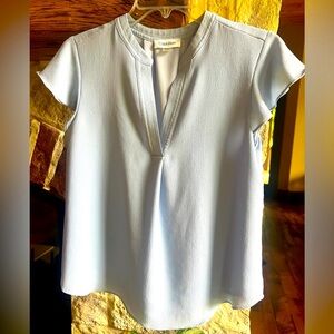 Women’s Calvin Klein, baby blue blouse with capped sleeves, size small.